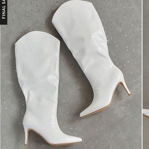 Balen Croc Print Stiletto Knee High Boots